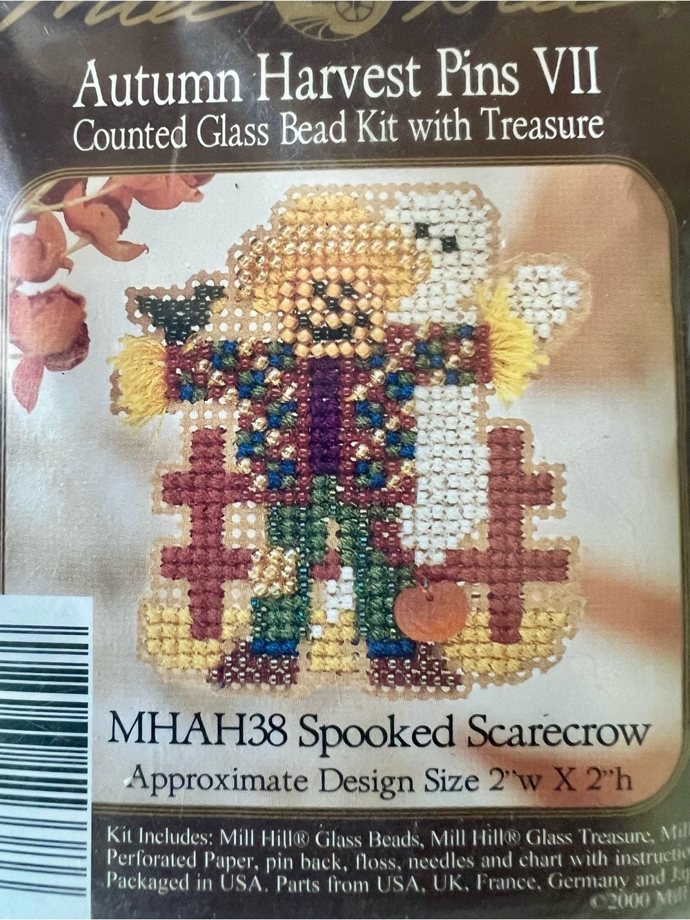 Mill Hill Spooked Scarecrow Counted Glass Bead Kit Autumn Pin Vintage 2000 New